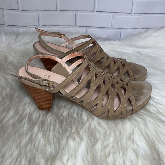 Stuart Weitzman Tan Suede Platform Sandals Sz 7.5 - Picture 4 of 6